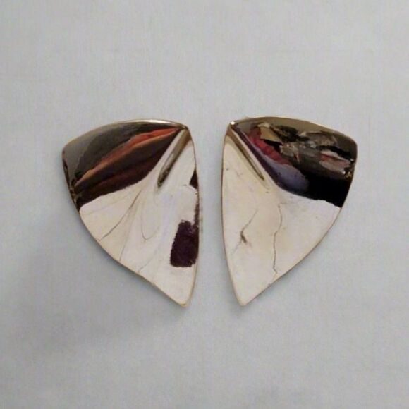 Silver Tone Geometric Earrings - Picture 1 of 4